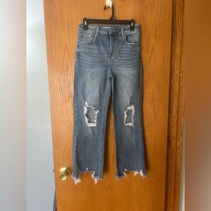 Frayed Hem Blue Jeans
